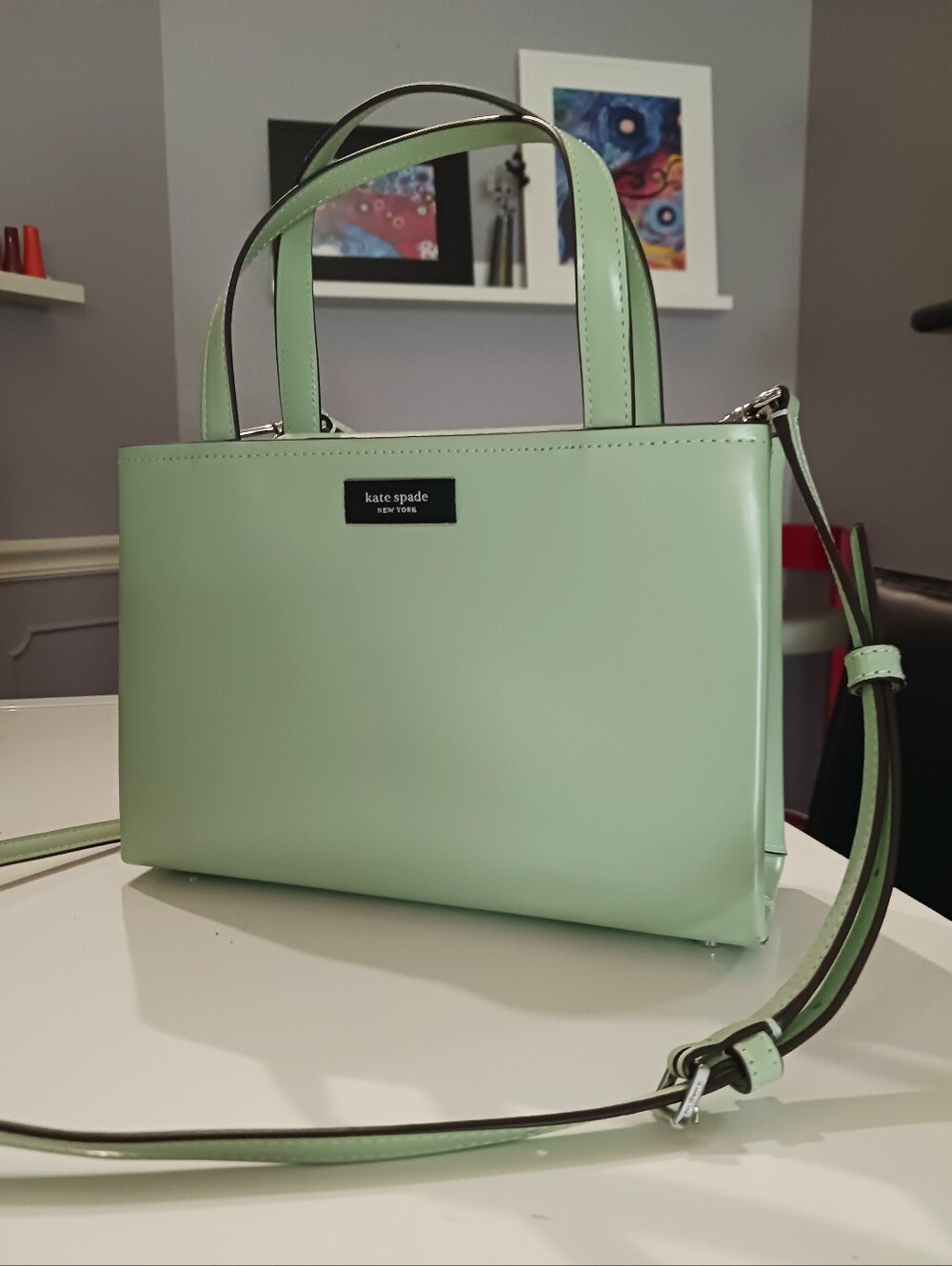 Kate Spade Sam Icon Satchel Crossbody Light Retro Green - Picture 4 of 9